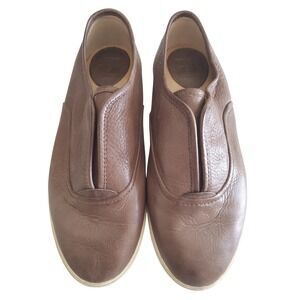 Frye Melanie Slip On Sneakers Brown Pebbled Leather Womens 7.5 M 3471116-GRY